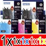 5 Pack Genuine Epson 302XL Ink Cartridge Set (1BK,1PBK,1C,1M,1Y) High Yield