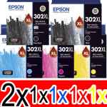 6 Pack Genuine Epson 302XL Ink Cartridge Set (2BK,1PBK,1C,1M,1Y) High Yield
