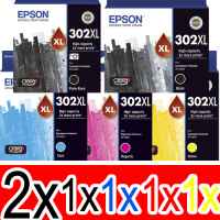 6 Pack Genuine Epson 302XL Ink Cartridge Set (2BK,1PBK,1C,1M,1Y) High Yield