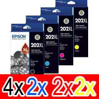 10 Pack Genuine Epson 202XL Ink Cartridge Set (4BK,2C,2M,2Y) High Yield