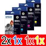 5 Pack Genuine Epson 202XL Ink Cartridge Set (2BK,1C,1M,1Y) High Yield