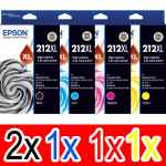 5 Pack Genuine Epson 212XL Ink Cartridge Set (2BK,1C,1M,1Y) High Yield