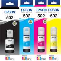 4 Pack Genuine Epson T502 Ink Bottle Set (1BK,1C,1M,1Y)