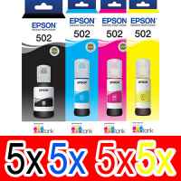 20 Pack Genuine Epson T502 Ink Bottle Set (5BK,5C,5M,5Y)