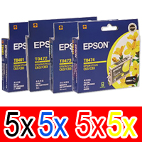 20 Pack Genuine Epson T0461 T0472 T0473 T0474 Ink Cartridge Set (5BK,5C,5M,5Y)