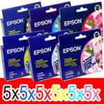 30 Pack Genuine Epson T0491 T0492 T0493 T0494 T0495 T0496 Ink Cartridge Set (5BK,5C,5M,5Y,5LC,5LM)