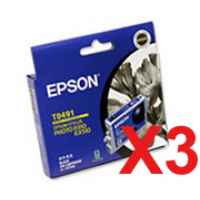 3 x Genuine Epson T0491 Black Ink Cartridge