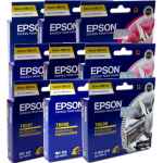 9 Pack Genuine Epson T0591 T0592 T0593 T0594 T0595 T0596 T0597 T0598 T0599 Ink Cartridge Set