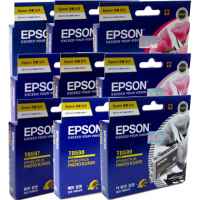 9 Pack Genuine Epson T0591 T0592 T0593 T0594 T0595 T0596 T0597 T0598 T0599 Ink Cartridge Set