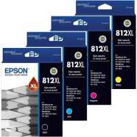 4 Pack Genuine Epson 812XL Ink Cartridge Set (1BK,1C,1M,1Y) High Yield