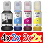10 Pack Genuine Epson T542 Ink Bottle Set (4BK,2C,2M,2Y)