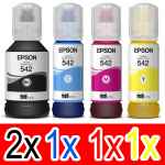 5 Pack Genuine Epson T542 Ink Bottle Set (2BK,1C,1M,1Y)