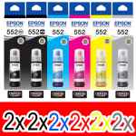 12 Pack Genuine Epson T552 Ink Bottle Set (2BK,2PBK,2C,2M,2Y,2GY) 