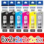 16 Pack Genuine Epson T552 Ink Bottle Set (6BK,2PBK,2C,2M,2Y,2GY) 