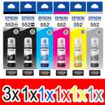 8 Pack Genuine Epson T552 Ink Bottle Set (3BK,1PBK,1C,1M,1Y,1GY) 