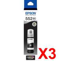 3 x Genuine Epson T552 Black Ink Bottle 