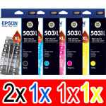 5 Pack Genuine Epson 503XL Ink Cartridge Set (2BK,1C,1M,1Y) High Yield