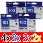 10 Pack Genuine Epson T1031 T1032 T1033 T1034 103 Ink Cartridge Set (4BK,2C,2M,2Y) Extra High Yield