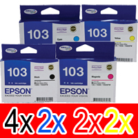 10 Pack Genuine Epson T1031 T1032 T1033 T1034 103 Ink Cartridge Set (4BK,2C,2M,2Y) Extra High Yield