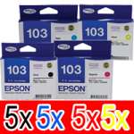 20 Pack Genuine Epson T1031 T1032 T1033 T1034 103 Ink Cartridge Set (5BK,5C,5M,5Y) Extra High Yield