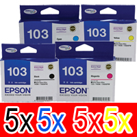 20 Pack Genuine Epson T1031 T1032 T1033 T1034 103 Ink Cartridge Set (5BK,5C,5M,5Y) Extra High Yield
