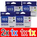 5 Pack Genuine Epson T1031 T1032 T1033 T1034 103 Ink Cartridge Set (2BK,1C,1M,1Y) Extra High Yield