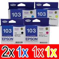 5 Pack Genuine Epson T1031 T1032 T1033 T1034 103 Ink Cartridge Set (2BK,1C,1M,1Y) Extra High Yield