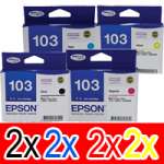 8 Pack Genuine Epson T1031 T1032 T1033 T1034 103 Ink Cartridge Set (2BK,2C,2M,2Y) Extra High Yield