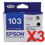 3 x Genuine Epson T1031 103 Black Ink Cartridge Extra High Yield