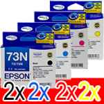 8 Pack Genuine Epson 73N T1051 T1052 T1053 T1054 Ink Cartridge Set (2BK,2C,2M,2Y)