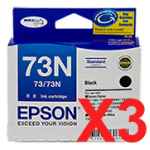 3 x Genuine Epson T0731 T1051 73N Black Ink Cartridge