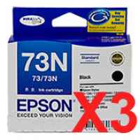 3 x Genuine Epson T0731 T1051 73N Black Ink Cartridge