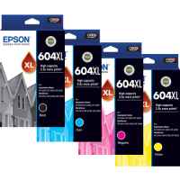 4 Pack Genuine Epson 604XL Ink Cartridge Set (1BK,1C,1M,1Y) High Yield