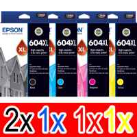 5 Pack Genuine Epson 604XL Ink Cartridge Set (2BK,1C,1M,1Y) High Yield