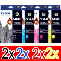 8 Pack Genuine Epson 604XL Ink Cartridge Set (2BK,2C,2M,2Y) High Yield