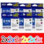 12 Pack Genuine Epson 81N T1111 T1112 T1113 T1114 T1115 T1116 Ink Cartridge Set (2BK,2C,2M,2Y,2LC,2LM) High Yield