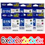 16 Pack Genuine Epson 81N T1111 T1112 T1113 T1114 T1115 T1116 Ink Cartridge Set (6BK,2C,2M,2Y,2LC,2LM) High Yield