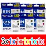 8 Pack Genuine Epson 81N T1111 T1112 T1113 T1114 T1115 T1116 Ink Cartridge Set (3BK,1C,1M,1Y,1LC,1LM) High Yield