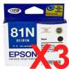 3 x Genuine Epson T0811 T1111 81N Black Ink Cartridge High Yield