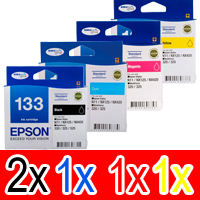 5 Pack Genuine Epson 133 T1331 T1332 T1333 T1334 Ink Cartridge Set (2BK,1C,1M,1Y) Standard Yield