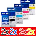 8 Pack Genuine Epson 133 T1331 T1332 T1333 T1334 Ink Cartridge Set (2BK,2C,2M,2Y) Standard Yield