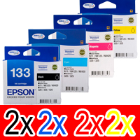 8 Pack Genuine Epson 133 T1331 T1332 T1333 T1334 Ink Cartridge Set (2BK,2C,2M,2Y) Standard Yield