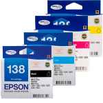4 Pack Genuine Epson 138 T1381 T1382 T1383 T1384 Ink Cartridge Set (1BK,1C,1M,1Y) High Yield