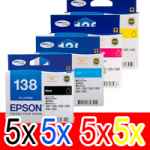 20 Pack Genuine Epson 138 T1381 T1382 T1383 T1384 Ink Cartridge Set (5BK,5C,5M,5Y) High Yield