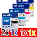 5 Pack Genuine Epson 138 T1381 T1382 T1383 T1384 Ink Cartridge Set (2BK,1C,1M,1Y) High Yield