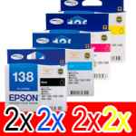 8 Pack Genuine Epson 138 T1381 T1382 T1383 T1384 Ink Cartridge Set (2BK,2C,2M,2Y) High Yield