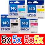 20 Pack Genuine Epson T1401 T1402 T1403 T1404 140 Ink Cartridge Set (5BK,5C,5M,5Y) Extra High Yield