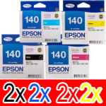 8 Pack Genuine Epson T1401 T1402 T1403 T1404 140 Ink Cartridge Set (2BK,2C,2M,2Y) Extra High Yield
