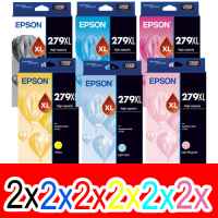 12 Pack Genuine Epson 279XL Ink Cartridge Set (2BK,2C,2M,2Y,2LC,2LM) High Yield