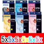 30 Pack Genuine Epson 279XL Ink Cartridge Set (5BK,5C,5M,5Y,5LC,5LM) High Yield